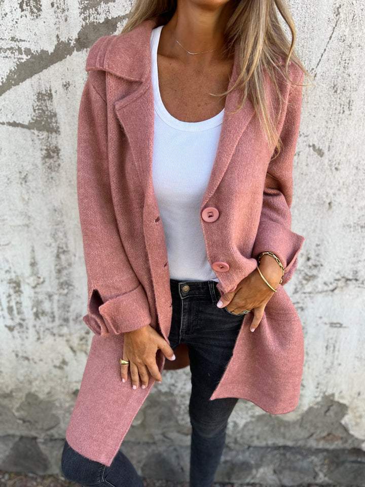 Women Casual Coat Lapel Single-breasted Long Coat