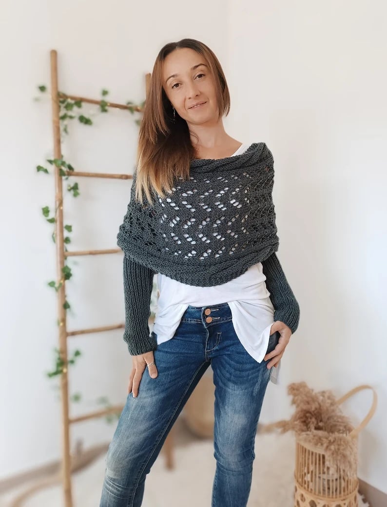 🔥Hot Save 49% OFF🔥Knitted Cable Wrap, Shrugs For Women, Knitted Wrap