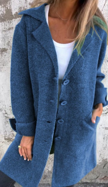 Women Casual Coat Lapel Single-breasted Long Coat