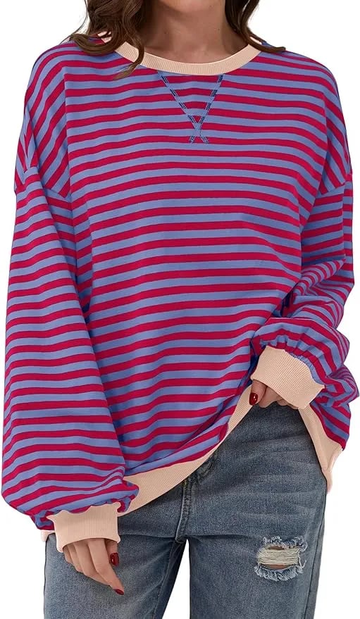 🎁2025 Fashion Hot Sale 49% OFF🏆️2024 Womens Stripes Color Block Sweatshirts