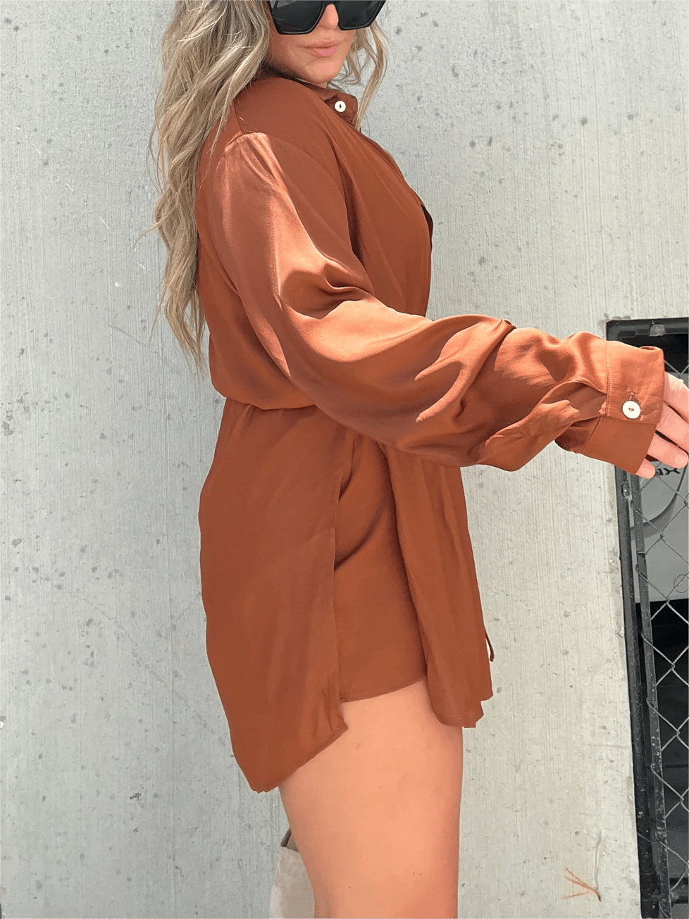 🔥-Women's Solid Color Long Sleeve Shirt Dress