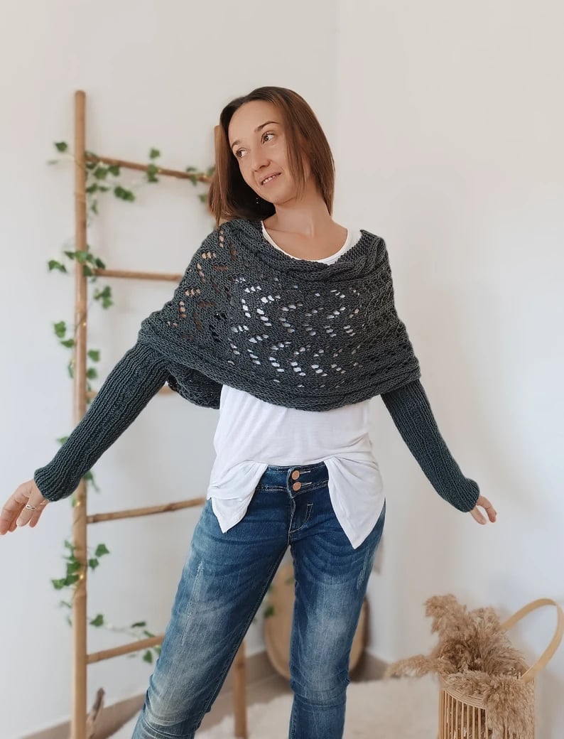 🔥Hot Save 49% OFF🔥Knitted Cable Wrap, Shrugs For Women, Knitted Wrap
