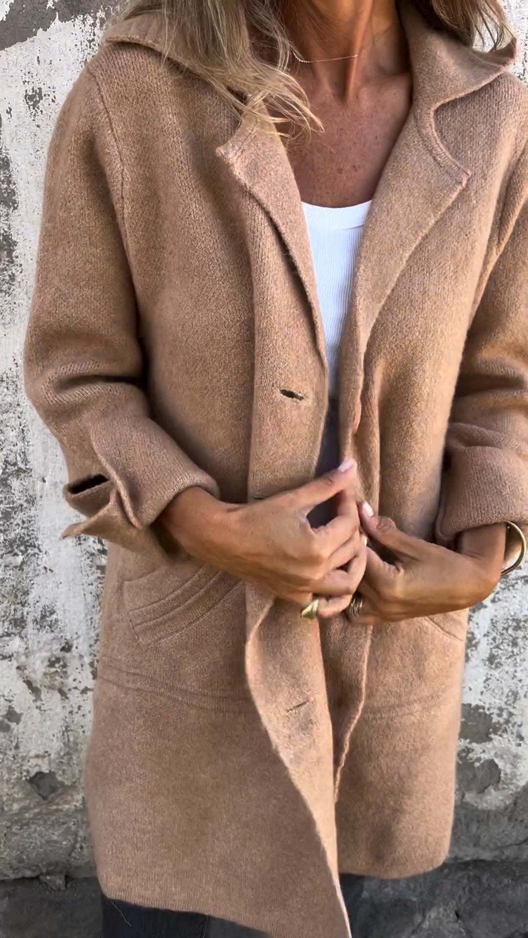 Women Casual Coat Lapel Single-breasted Long Coat
