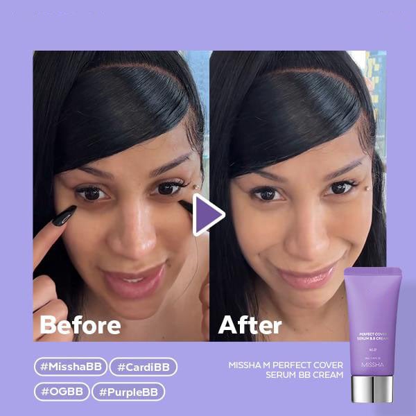 Perfect Cover Serum BB Cream (35ml) - Bifida Ferment Lysate Serum-Infused BB Cream for Anti-Aging Skin Rejuvenation, Skin Tint, Tinted Moisturizer, Skin Care Foundation Makeup,Superfood Complex,Glass Skin CardiBB OGBB PurpleBB